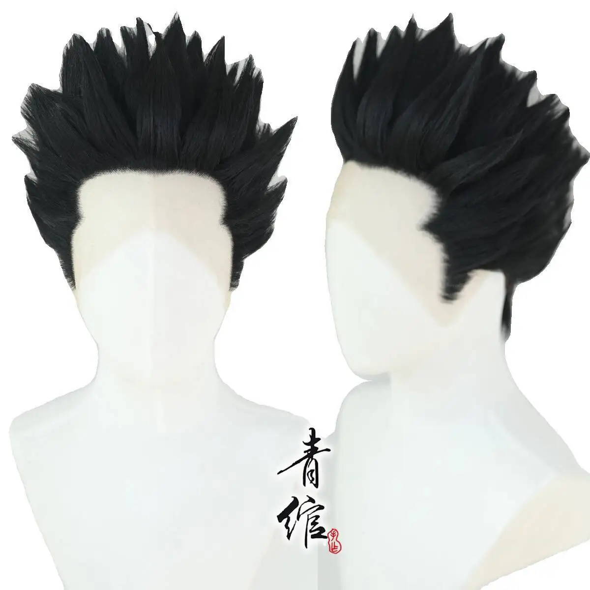 هنتر × هنتر غون فريكس شعر مستعار تأثيري أسود مختلط أنيمي مقاومة للحرارة الشعر الاصطناعية الجبهة الدانتيل ثلاثي طرف مكافحة الجاذبية غطاء شعر مستعار #3