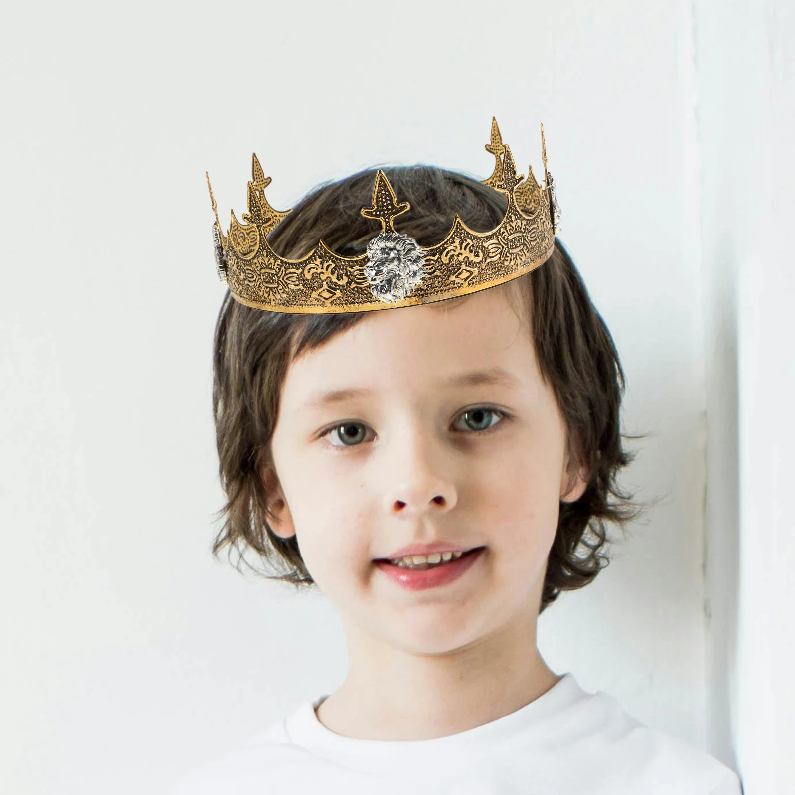 

Vintage Royal King Crown Alloy Medieval Costume Accessory Cosplay Performance Party Hat Elegant Lightweight Comfortable Men
