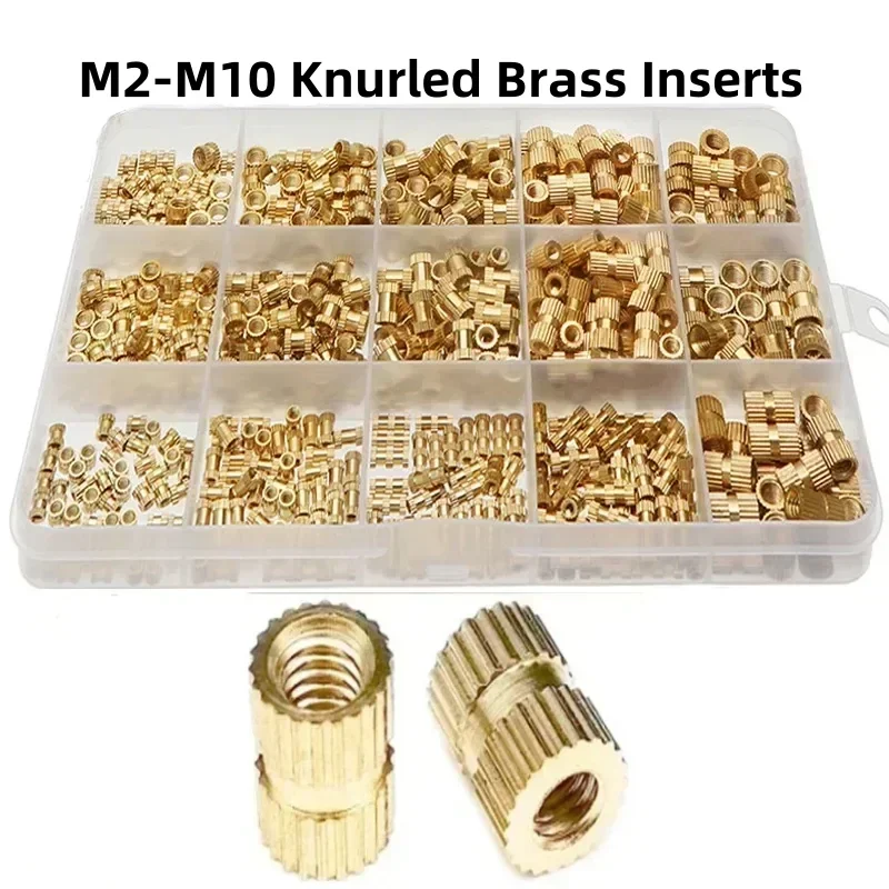 M2-M10 Knurled Brass Inserts Kit - Hot Melt Threaded Nuts for 3D Printing & DIY Embedment