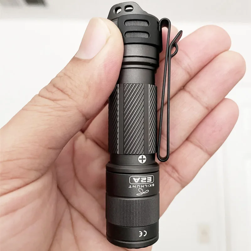 Skilhunt E2A Compact Pocket Flashlight, 600 Lumens，14500 / AA Battery, Cool / Neutral White / High CRI, Waterproof, for Camping