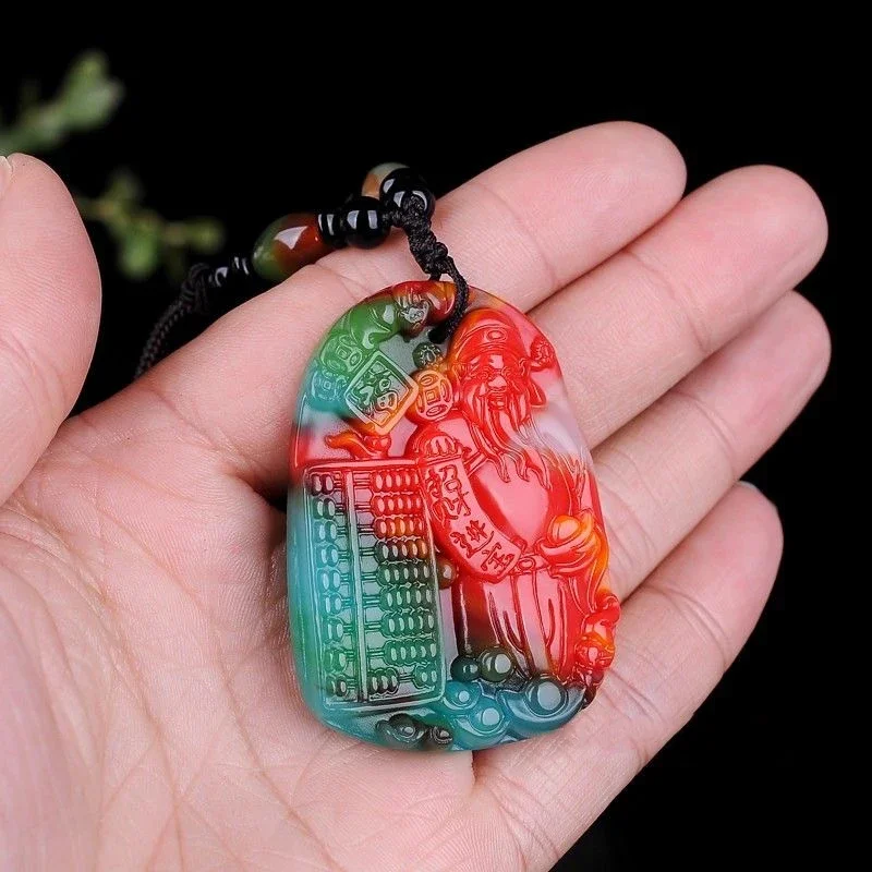 Jade God of Wealth Necklace Pendant Pendants Jewelry Fashion Charms Men Designer Talismans Natural Gifts for Women Carved Color