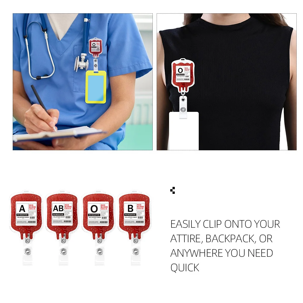 4 قطع من بكرة شارة الممرضة الوظيفية، مشبك لامع قابل للسحب لمحترفي الرعاية الصحية، بطاقات الهوية، علامات الأسماء #2