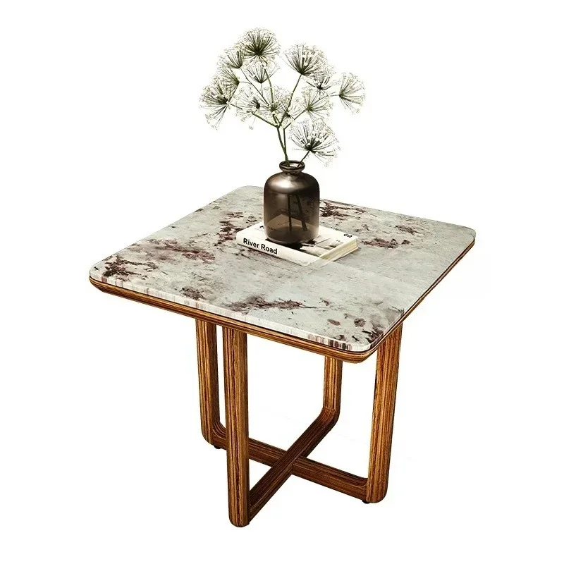 

Modern Minimalist Ugyen Wooden Corner Table New Chinese Marble Solid Wood Square Table