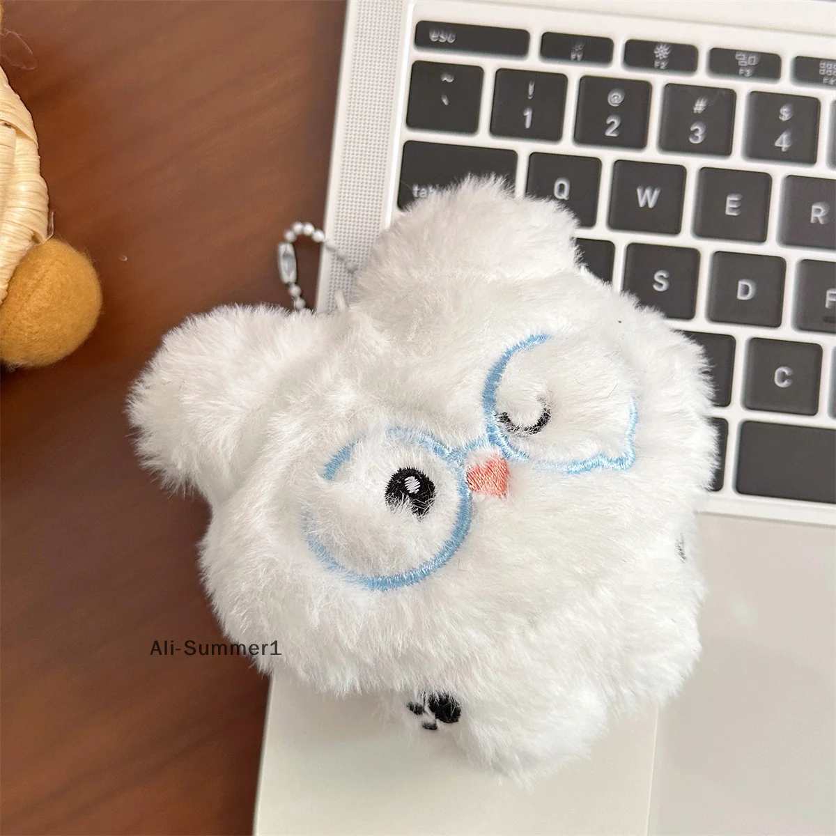【E】Cute Bunny Plush Toy Keychain Cartoon Glasses Rabbit Soft Stuffed Doll Pendant KeyRing Backpack Bag Decor Kid Gift