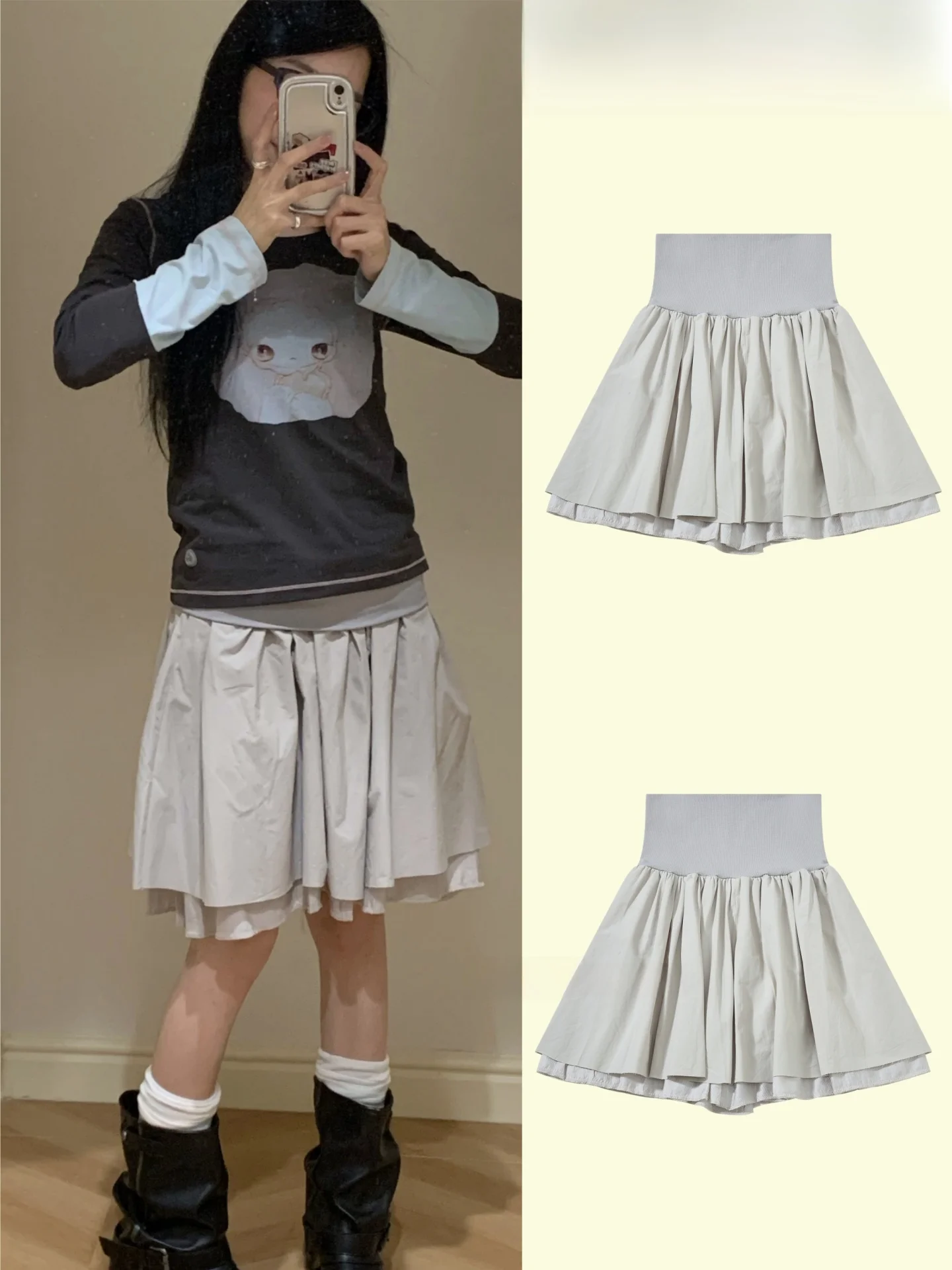 

Ballet Style Skirt Pleated Spring Summer New Arrival High Waist Cotton Material Women's Skirt Official Website Product