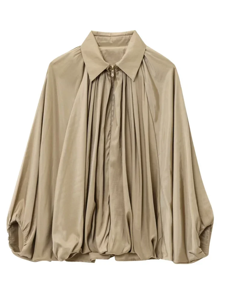 Fashion Loose Autumn Jackets Outwear Female Lapel Zipper Casual Commute Cardigan Coat Clothes Women's Solid Jackets