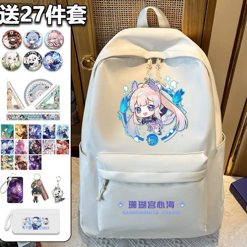 Anime Cute Genshin Impact Student Backpack For Girls, Elementary School  Large Capacity Backpack, Hu Tao, Klee, Paimon Double