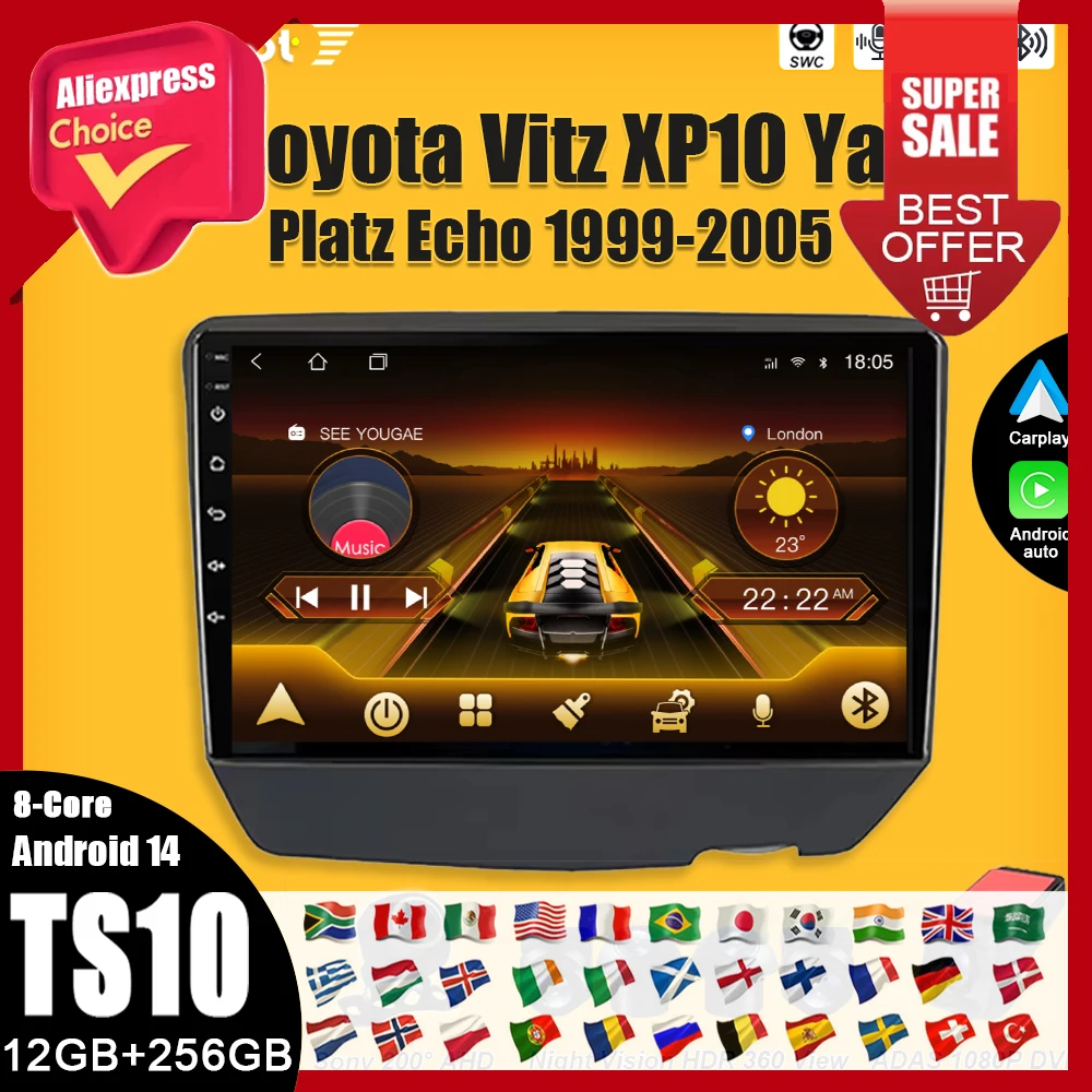 

Android 15 For Toyota Vitz XP10 Yaris Platz Echo 1999-2005 Car Radio Stereo Multimedia Player Android 15 Navigation Carplay 5G