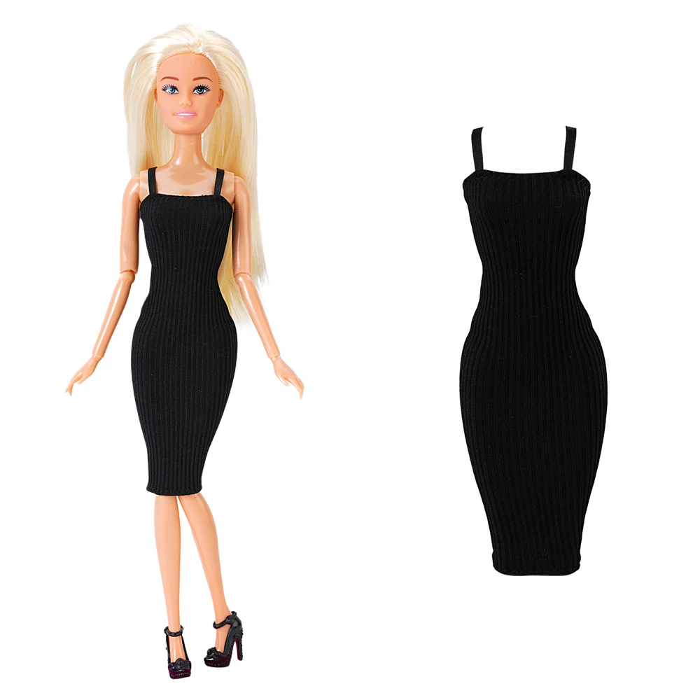 NK 1 Set For Barbie Doll Knitted camisole black dress elegant party clothes Children's Doll 1/6 Accessories