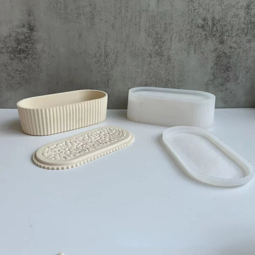 Owalne pudełko do przechowywania z pokrywką Silikonowa forma DIY Gipsowa betonowa doniczka na kwiaty Pudełko do przechowywania biżuterii Formy z żywicy epoksydowej ق celoبû?” — zdjęcie 5