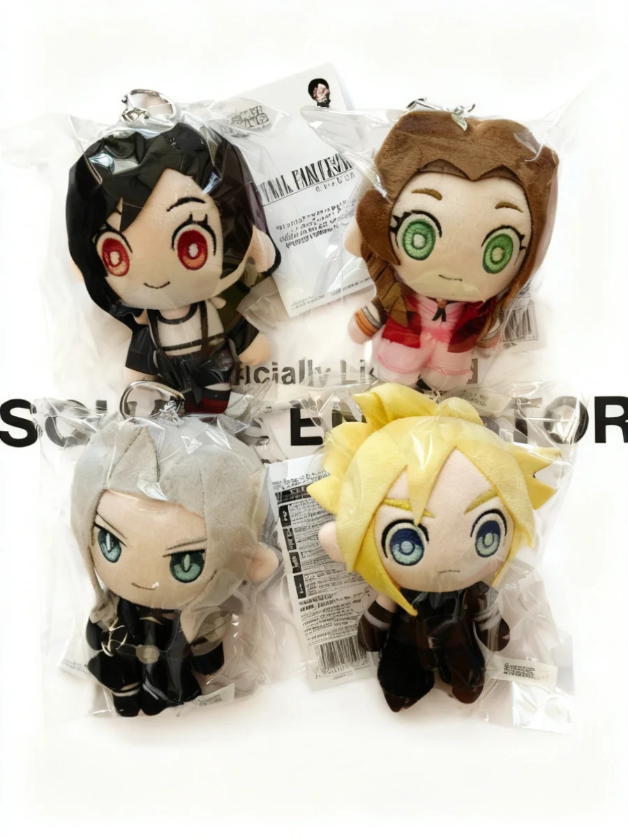 Genuine Square Enix‌ Final Fantasy VII Chibi Eye Plush Keychain Soft Stuffed Doll Hanging Ornament Cloud Strife‌ Tifa Lockhart‌