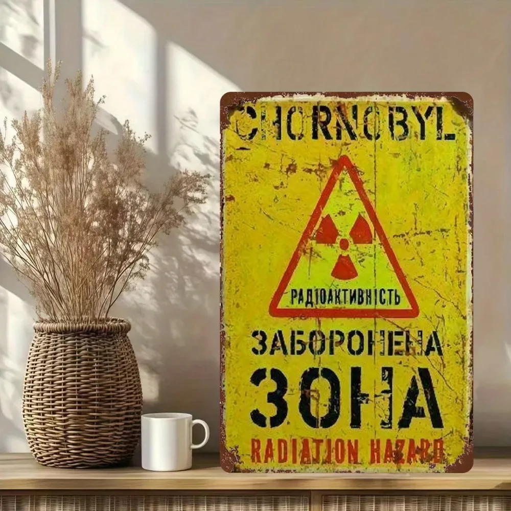 Nuclear Radiation Warning Sign - 20x30cm Durable Metal Plaque Wall Decor, Chernobyl 30th Anniversary Memorial Office Home Man Ca
