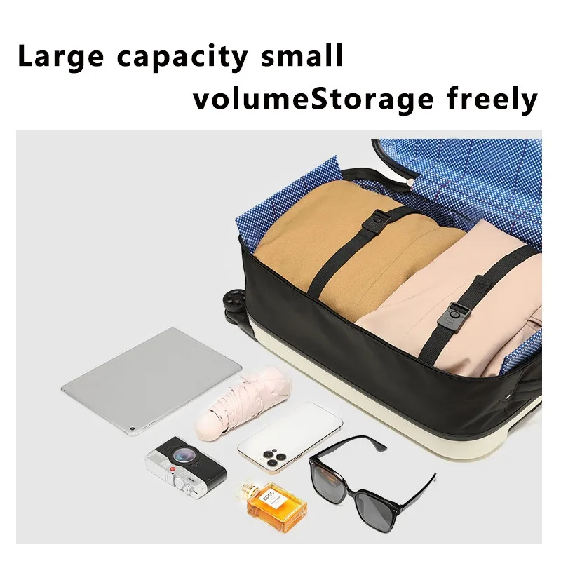 Foldable Rolling Luggage 20/24 Inch Lightweight Travel Suitcase Portable Business Trip Trolley Case