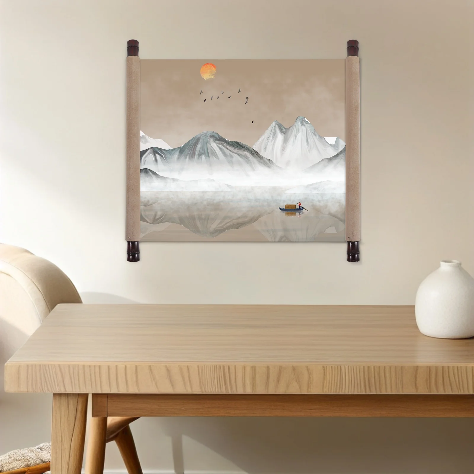 

2pcs Mounting Hanging Diy Drawing Wand Calligraphy Spindle Head Painting Wood Writing Scroll Tools Calligraphy Scroll Tools