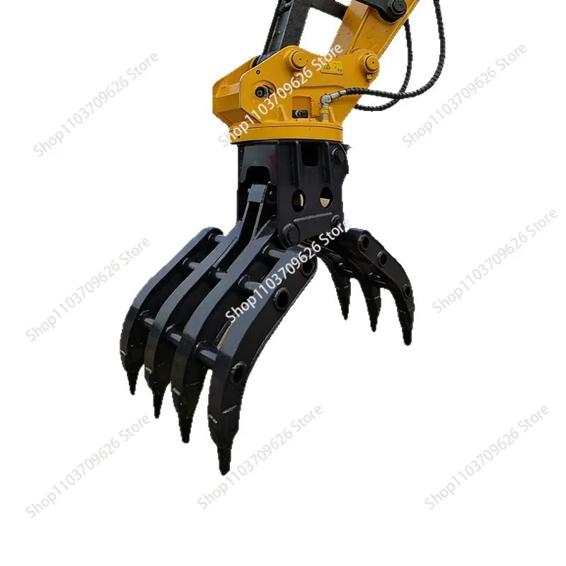 Heavy Duty Excavator Wood Grabber Attachment, 360° Rotating Hydraulic Log Grapple Mechanical Gripper Clamp