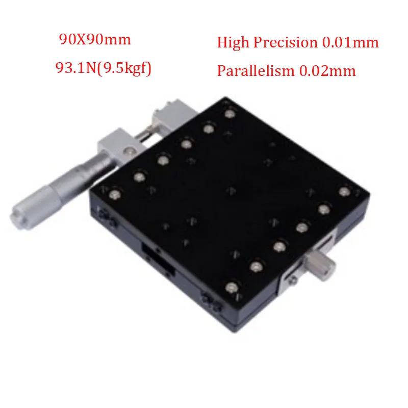 X-Axis Trimming Station Manual Displacement Platform of 80/90/100/125 mm  size  with Cross Roller Guide Linear Stage