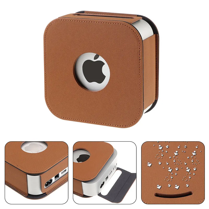 PU Leather Case Cover for Apple Mac Mini 2024 M4 Pro Storage Bag Sleeve Pouch Cover Protective Case Bag