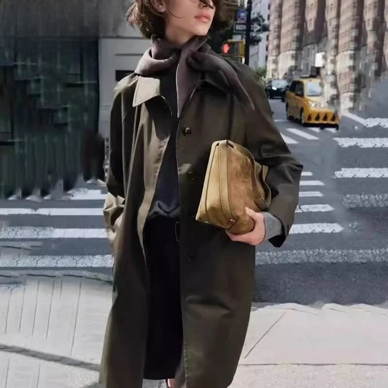 

New 2024 Autumn Winter Women's Long Sve Turn-down Collar Ele Simple Versatile Coat Outerwear Commute Sle Regular Sve