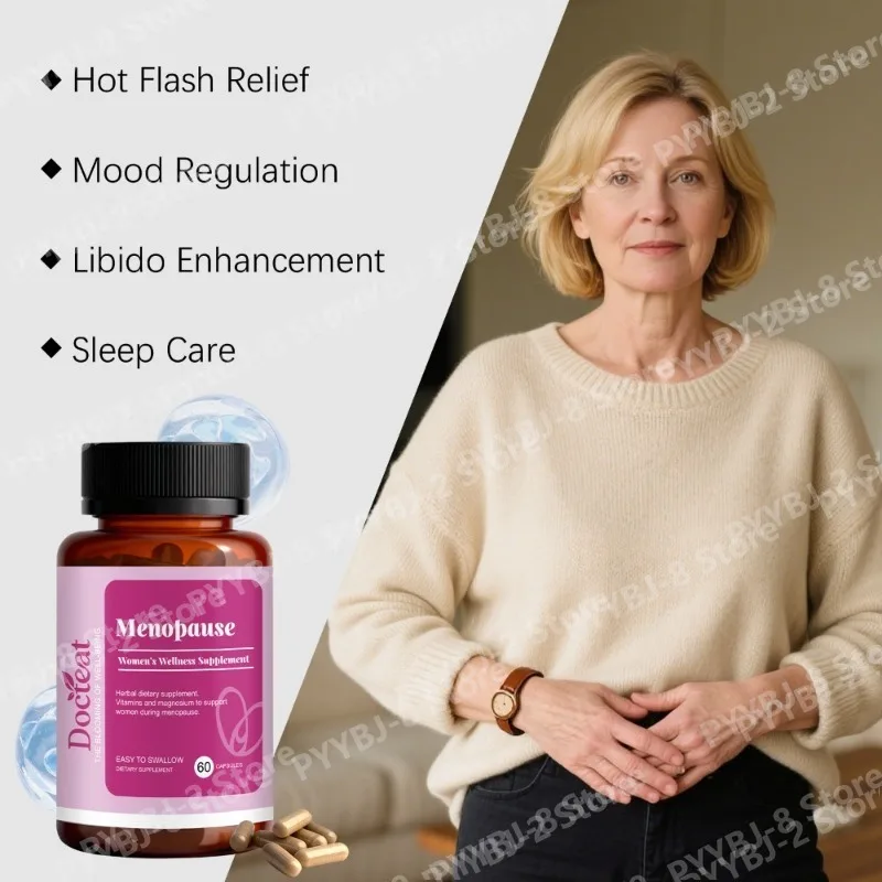 Women's Wellness Menopause Capsules with Black Cohosh Red Clover Herbal Extract Hormone Balance Support 60 Count