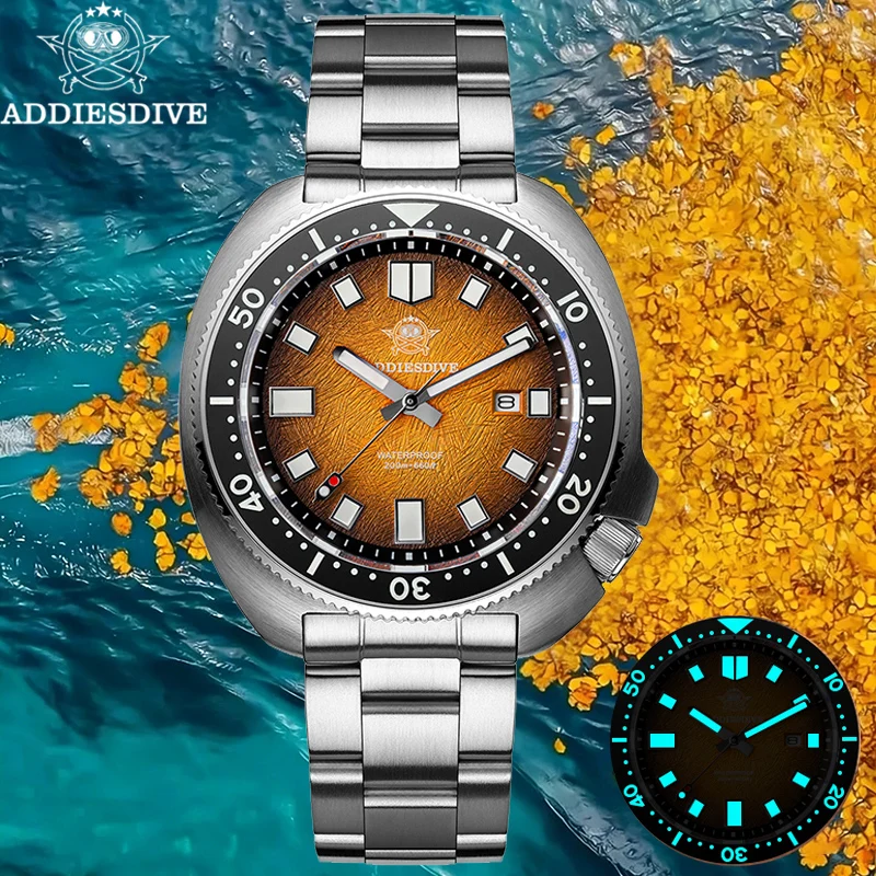 

ADDIESDIVE Quartz Men's Watch 200m waterproof Turtle Dive Wristwatch AD2511 Sapphire Glass Ceramic Bezel Super Luminous Watches