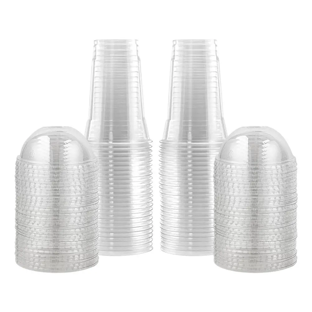 

50 Pcs PP Cup with Lid Transparent Juice Cups Portable Small Fruit Lids Plastic Clear Appetizer Dome Travel Disposable