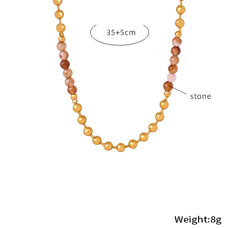 女性のための天然石ダブルレイヤースプライシングビーズネックレス、レトロな形の巻き戻しネックレス