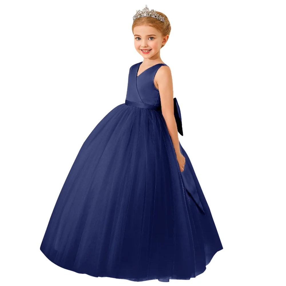 Tulle Princess Flower Girl Dress For Weddings Children's Piano Performance A-Line Birthday Party Gown Pageant First Commun Dress