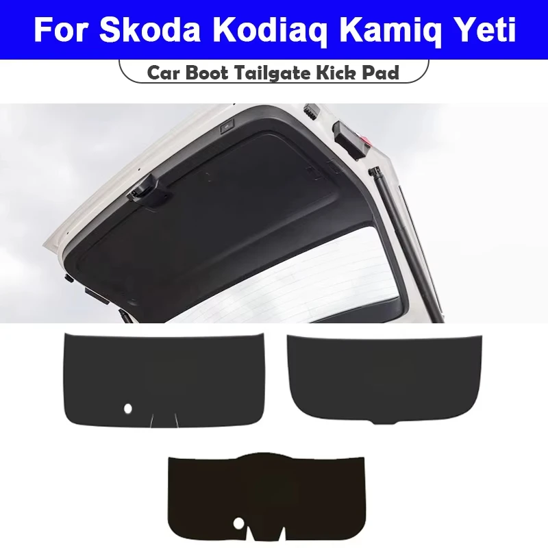 

For Skoda Kodiaq Kamiq Yeti 2009-2025 Trunk Tailgate Guard Pad Leather Rear Trunk Door Protective Car Interior Accessories