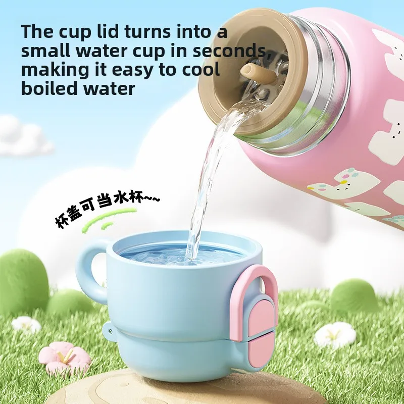 Kids Insulated Water Bottle With Straw Portable Thermal Drinking Cup For Kindergarten School Boys Girls Daily Use