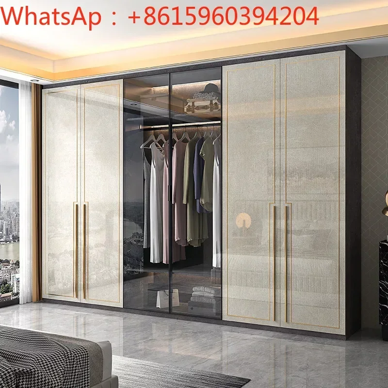 Modern luxury wardrobe customized whole house master bedroom bright glass door cloakroom home