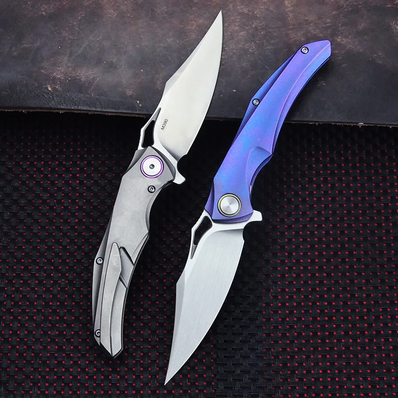 60HRC New M390 Blade Titanium Alloy Handle Flipper Zero Folding Knife Self Defense Pocket Knife for Men EDC Tools