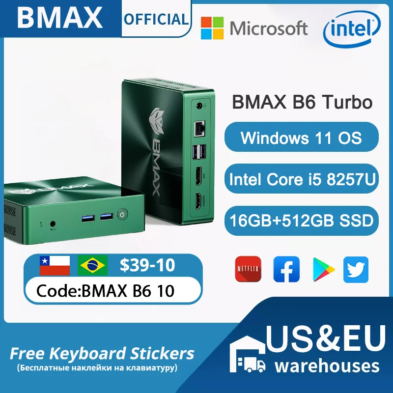 BMAX B6 Turbo Mini PC Intel Core i5-8257U 16GB DDR4 512GB SSD