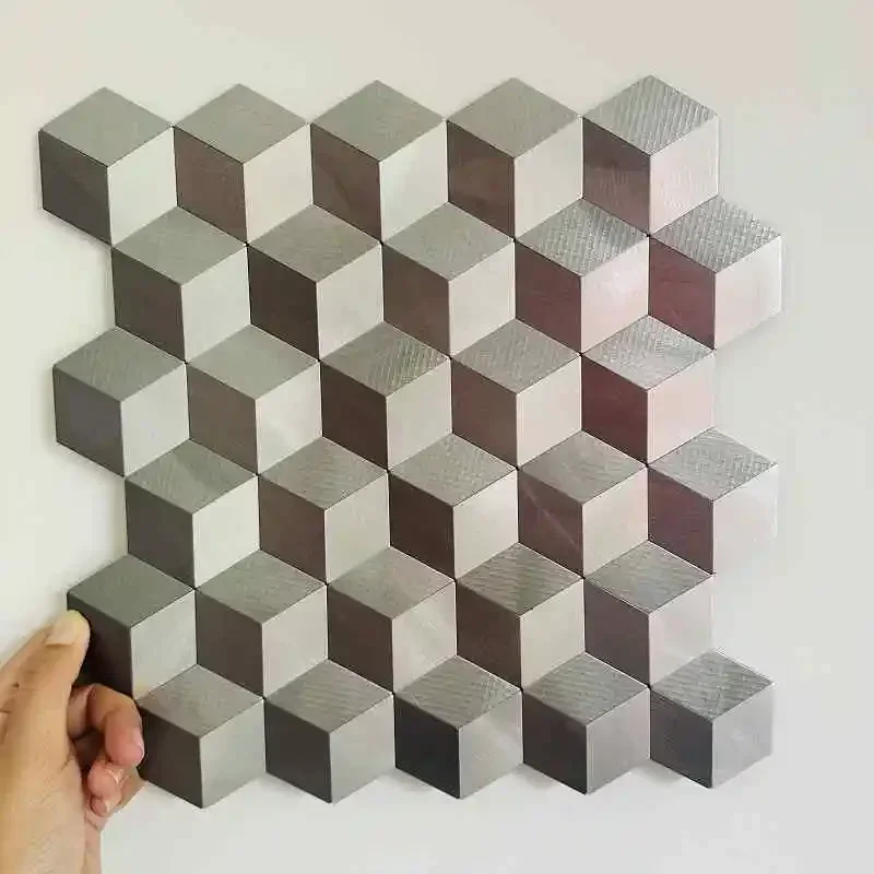 

4pcs/ lot Mosaic Wall Tile Peel And Stick Self Adhesive Waterproof Aluminum composite tile hexagon Kitchen Bath Backsplash 179
