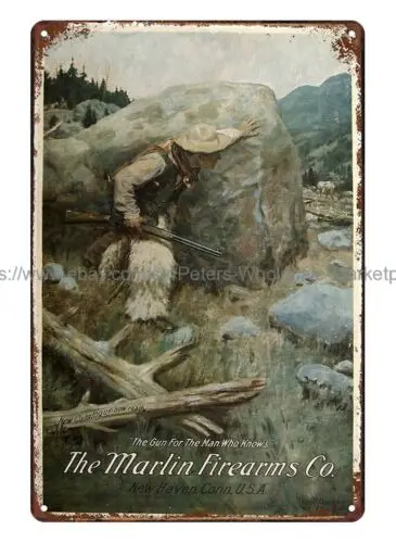 Marlin Firearms ads by PHILIP GOODWIN metal tin sign wall art wall art