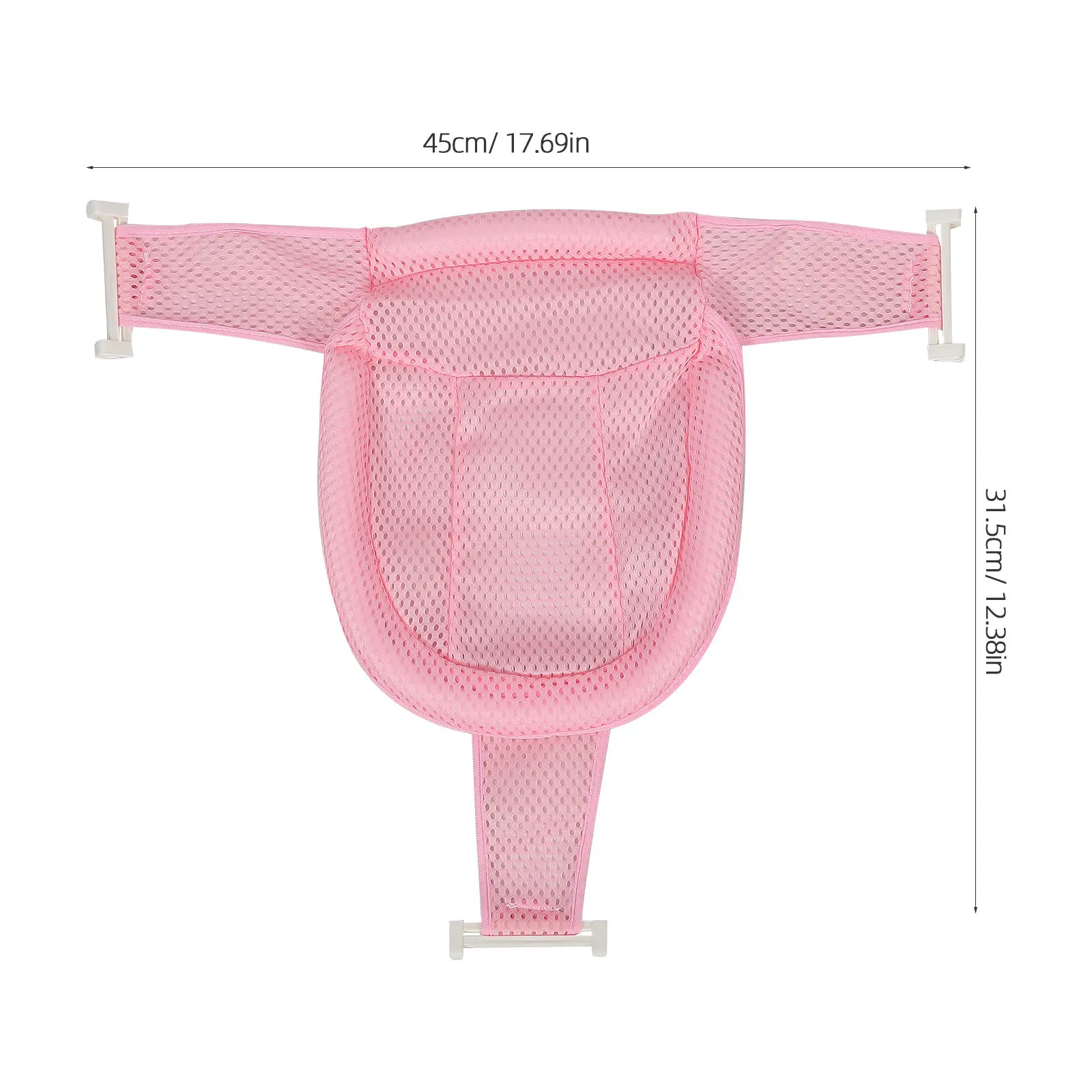 Baby Bath Net Support Seat for Infants Breathable PP Mesh Tub Safety Pad Adjustable Length Comfortable Relaxing Bath Time Pink