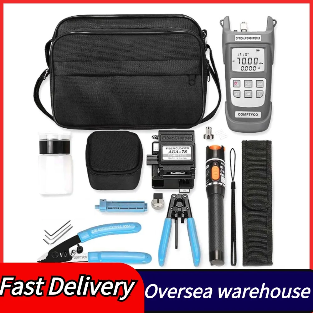 FTTH Fiber Optic Cold Shut Tool Kit Multifunctional Fiber Splicer Optical Power Meter Rubber-insulated Wire Pliers Fiber Cleaver