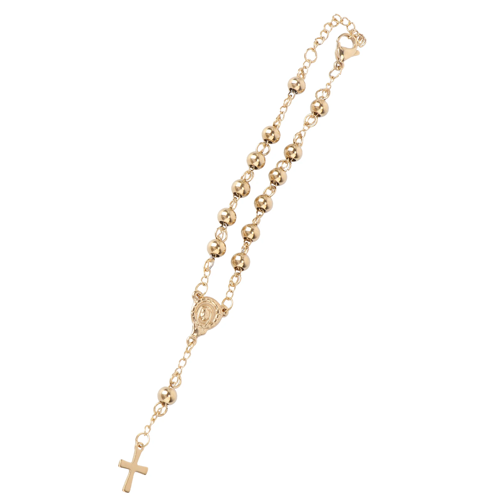 

Rosary Bracelet Adjustable Jesus Cross Wrist Chain Retro Punk Style Durable Fine Workmanship Perfect Gift Daily Party Wear
