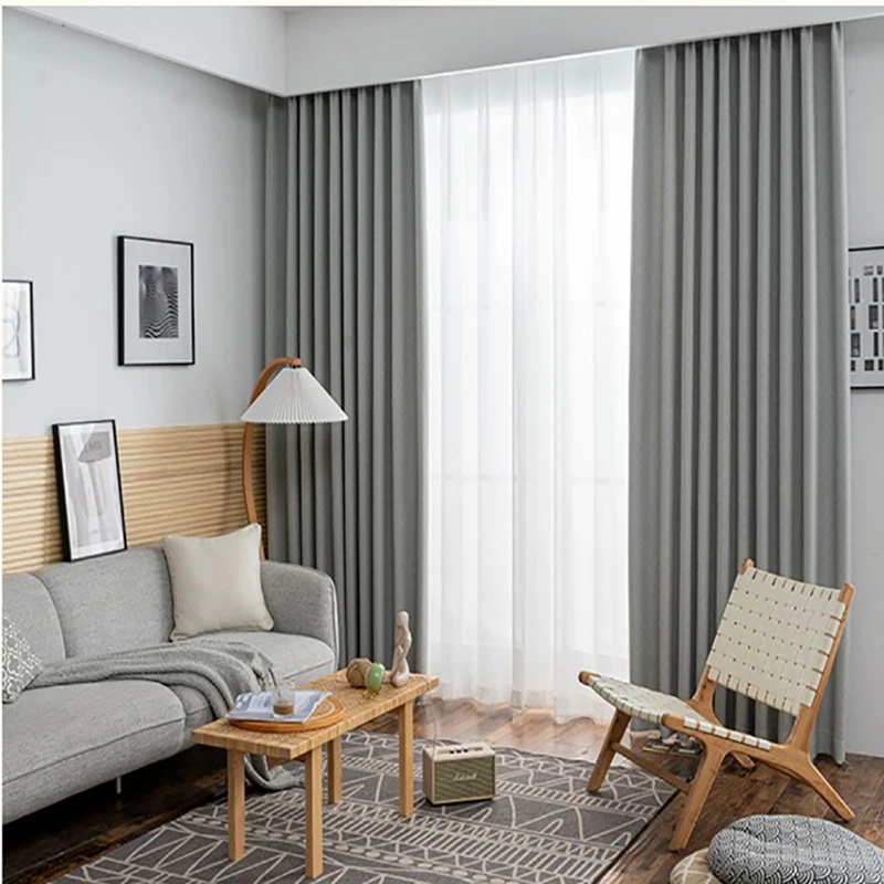 

High-end Cotton and Linen Curtain Dark Shading Light Luxury Simple Modern Curtains for Living Dining Room Bedroom