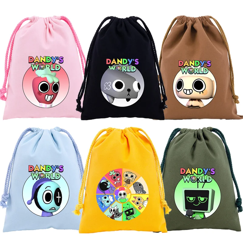 Dandys World Drawstring Bags Cartoon Game Figures Handbags Storage Christmas Candy Jewelry Packaging Bags Ornament Pouches Gift