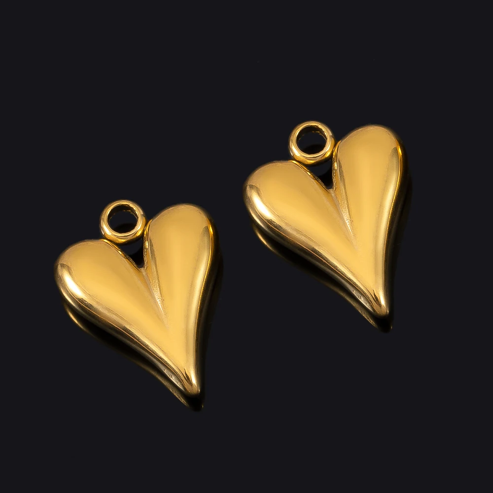5 stuks roestvrij staal groot gat hart bedels hangers voor doe-het-zelf sieraden bevindingen vrouwen ketting armbanden benodigdheden oorbellen maken