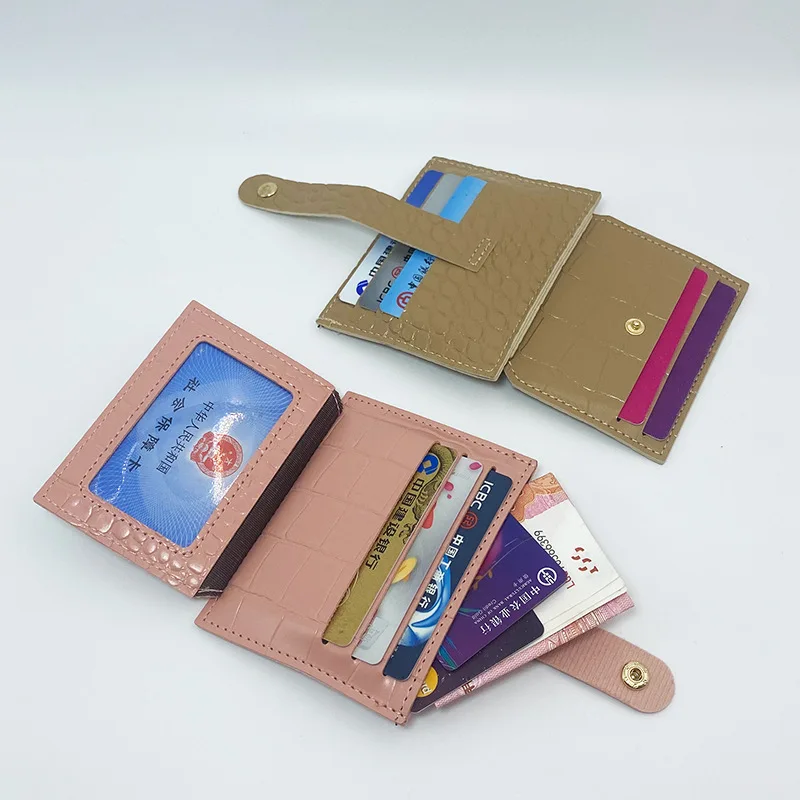 New Small Wallets card bag women's Folding wallet multi-card wallet Simple candy color crocodile print wallet carteras mujer