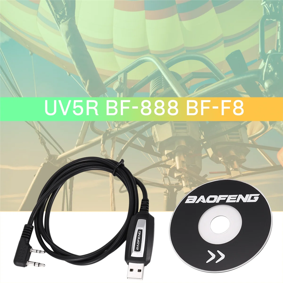สายเคเบิลการเขียนโปรแกรม USB + ไดร์เวอร์ซีดีสําหรับวิทยุสองทาง UV-5R -888S -F8