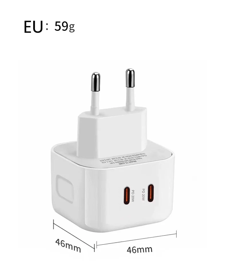40W Type C Charger Fast Charging Dual PD QC 3.0 Mobile Phone Charger Adapter For iPhone Samsung Huawei Xiaomi USB C Wall Charger