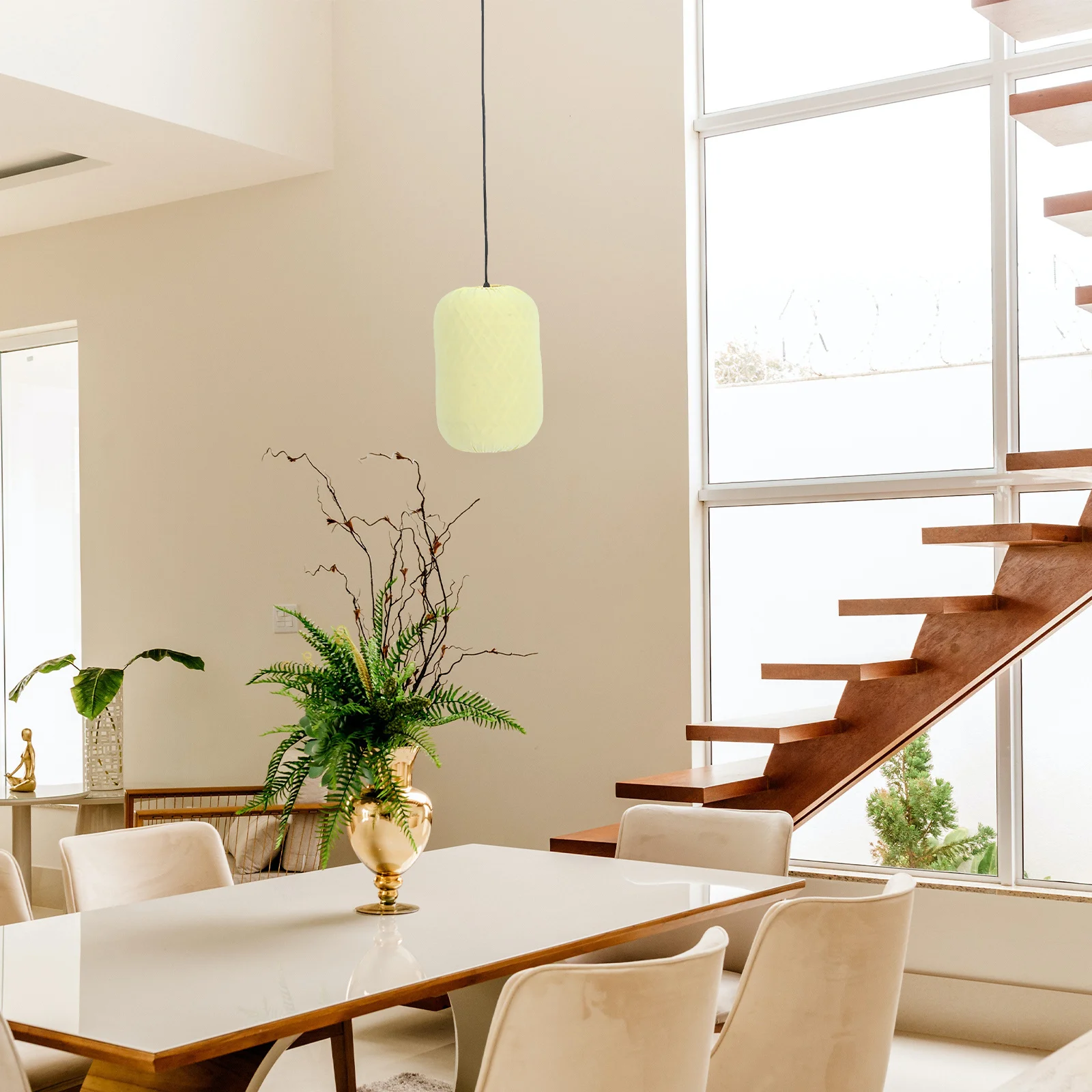 

Bamboo Woven Pendant Lamp Dining Room Light Boho Lantern Hanging Lamp Fixture Basket Style Light Fixture Farmhouse Decor