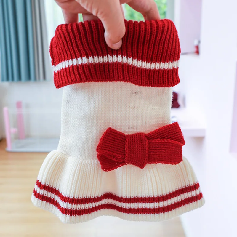 PETCIRCLE Dog Clothes Beige Dress Sweater For Small Medium Dogs Puppy Cat Autumn&Winter Pet Clothing Dog Costume Pet Cute Skirt