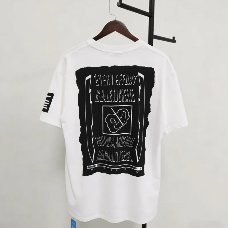 White C. E Loose Short Sleeve Unisex CAVEMPT Tshirts Summer Abstract Steam Wave Round Neck Tops Street Cleanfit Men Women Tees