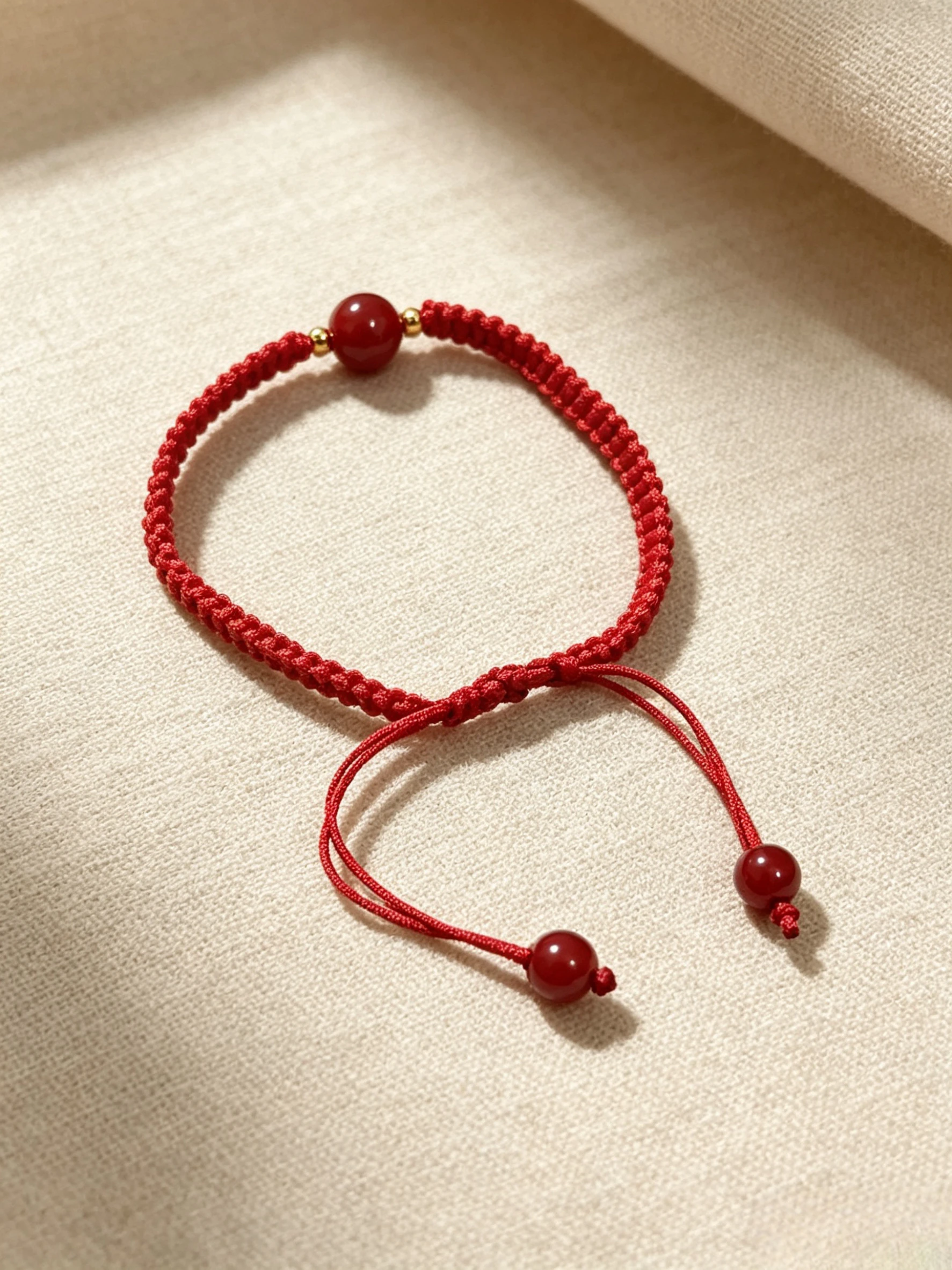 Picture 5: Adjustable Red String Bracelet with Cinnabar Bead