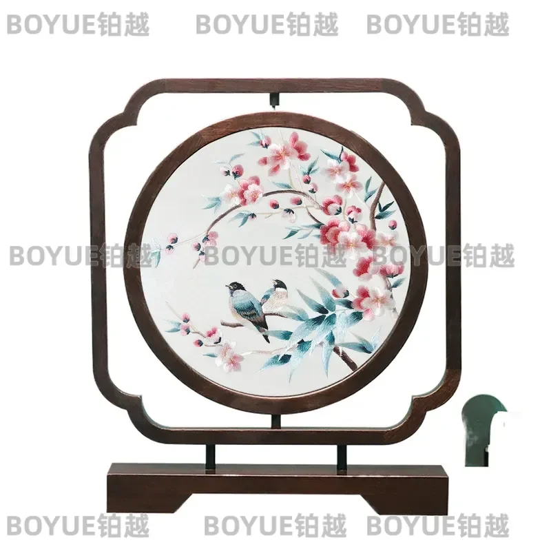 for Handmade Double Sided Screen Chinese Handicraft Table Ornament Birthday Housewarming Foreign Gift