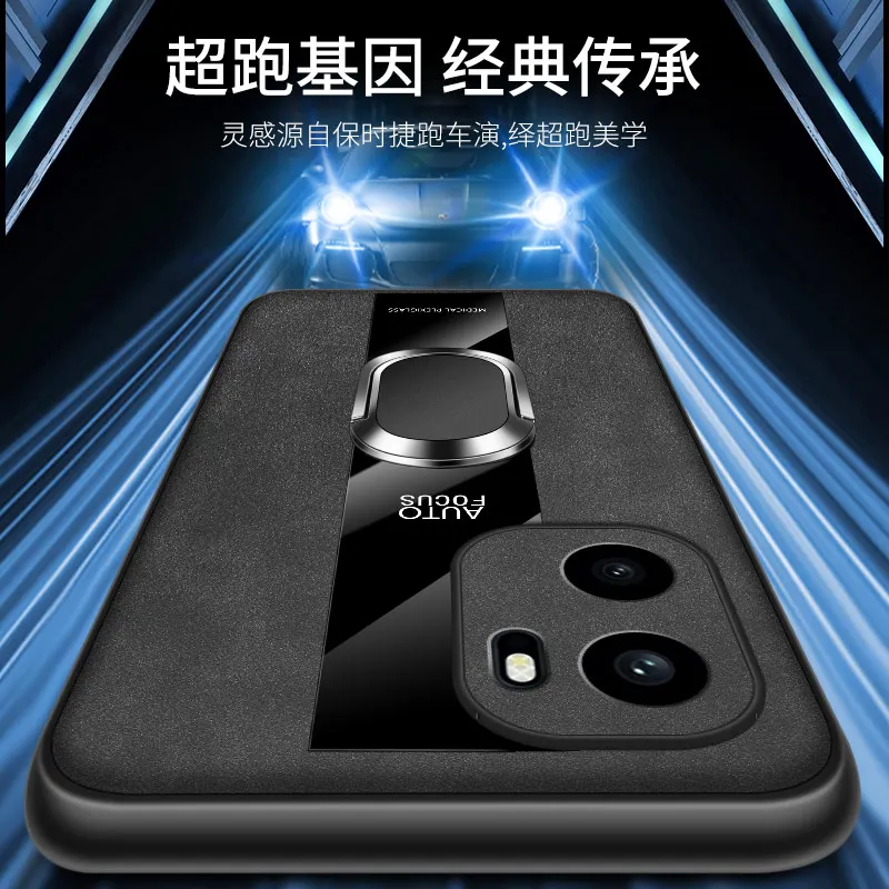 Voor OnePlus ACE 6 Case Premium Plain Leathe Ring Stand Anti-val Paar Case Cover Voor OnePlus Ace6 schokbestendig Funda