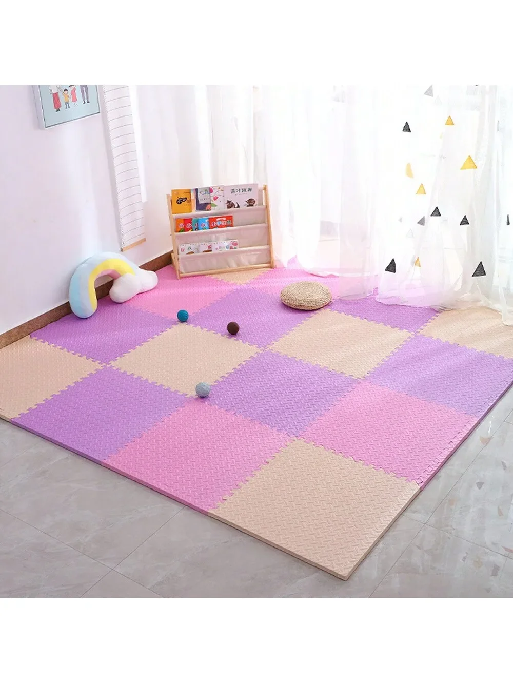 1 Pcs Floor Tile Foam Soft And Safe Eva Baby Play Mat Home Gym Exercise White Beige Grey And Other Colors Free DIY